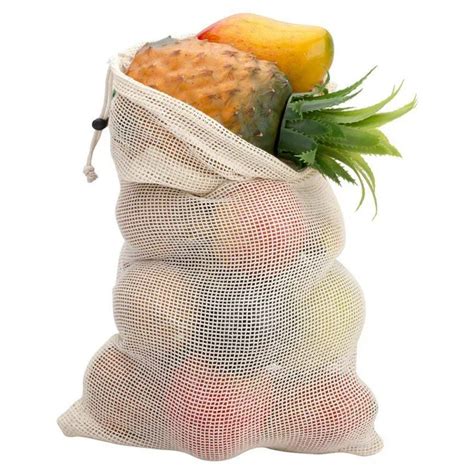 New Reusable Fruit vegetables Storage Foldable Large Capacity Grocery Cotton Mesh Fruit Storage ...