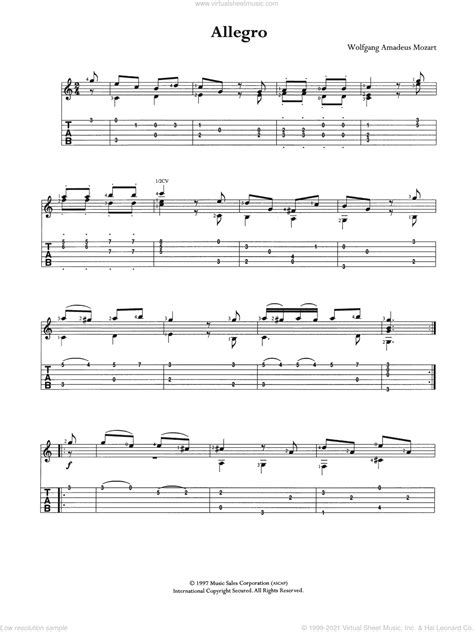 Allegro K3 sheet music for guitar (tablature) (PDF)