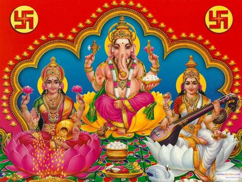 Lakshmi Saraswati ganesha | Lord durga, God illustrations, Hindu deities