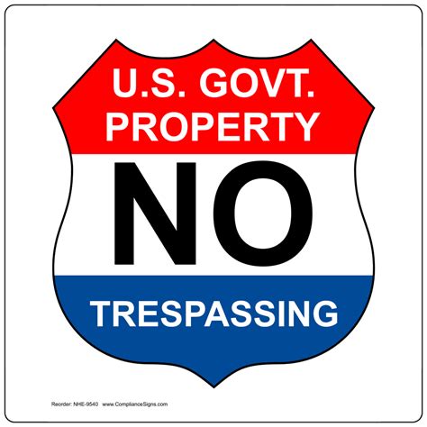 U.S. Govt. Property No Trespassing Sign NHE-9540 No Trespassing