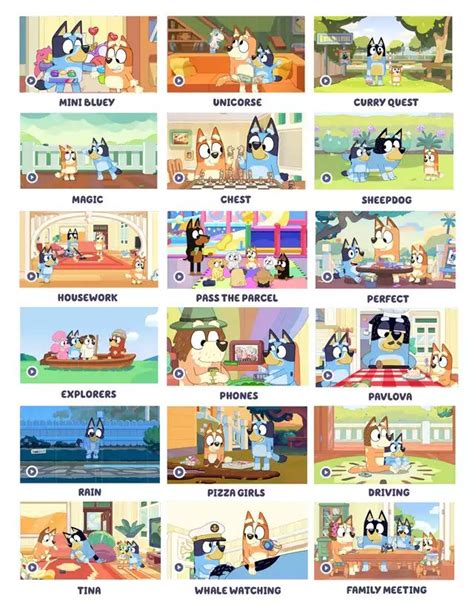 Printable Bluey Episode Picture List - Imgur Episodes, Imgur, Kid Stuff ...