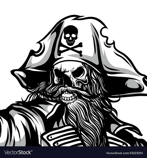 Spooky pirate hand drawing Royalty Free Vector Image