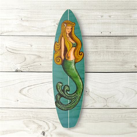 Mermaid Surfboard Beach Tropical Surf Art Hawaii Wall - Etsy