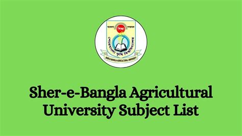 Sher-e-Bangla Agricultural University Subject List