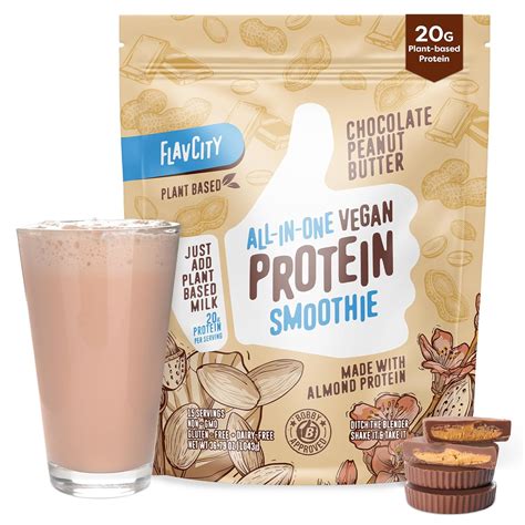 Amazon.com: FlavCity All-In-One Vegan Protein Powder Smoothie, Chocolate Peanut Butter - Plant ...