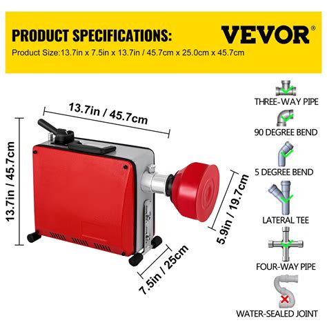 VEVOR Professional Pipe Dredger Pipeline Unblocker GQ-100 390W Drain ...