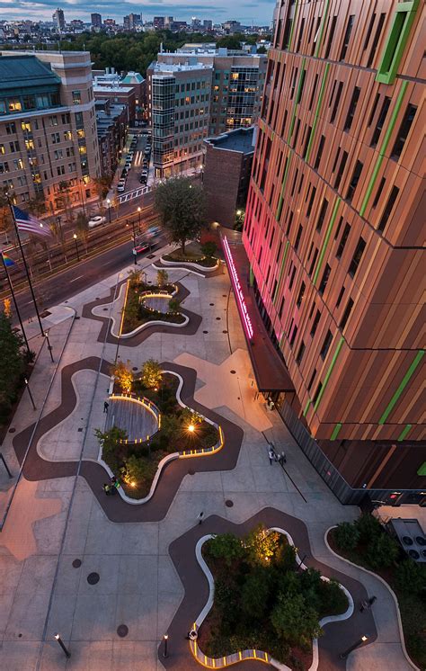 MassArt Tree House residence Hall - Ground inc. Landscape Architecture - Planter - lighting ...