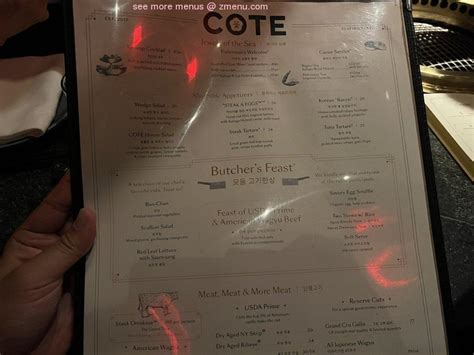 Online Menu of COTE Korean Steakhouse Restaurant, New York, New York ...