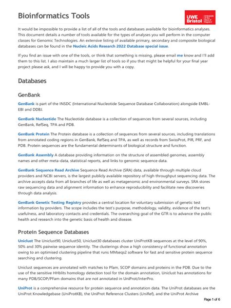 Bioinformatics Tools | PDF