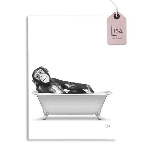 Bathroom Art Monkey Bathroom Wall Art Monkey Print - Etsy