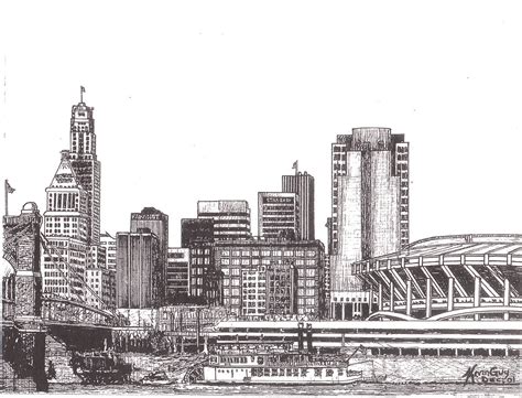 Cincinnati Skyline | Cincinnati Skyline Pen and Ink Drawing,… | Flickr