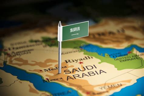 Saudi Arabia Marked with a Flag on the Map Stock Photo - Image of arabic, closeup: 139181476