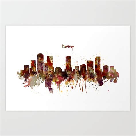 Denver Skyline Silhouette Art Print by MarianVoicu | Society6