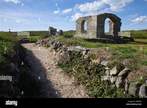 St Dwynwen Church Ruin, Llanddwyn Island Stock Photo - Alamy