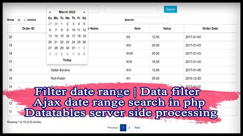 Filter date range | Data filter | Ajax date range search in php | Datatables server side ...