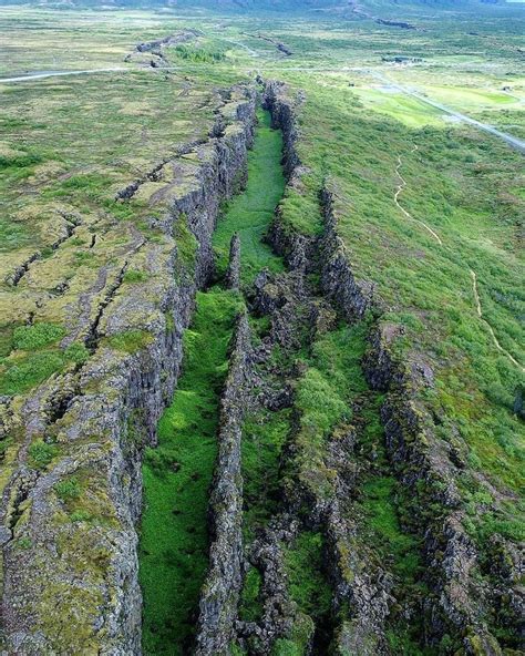 This small rift valley in photo was formed by the Thingvellir rift in ...