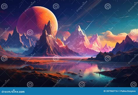 Futuristic landscape stock illustration. Illustration of nature - 287960716