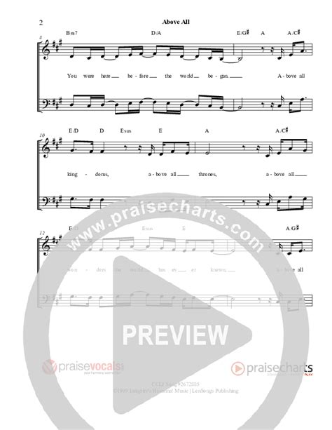 Above All Sheet Music PDF (PraiseVocals) - PraiseCharts