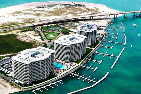 Aerial view of Caribe in Orange Beach. Amenities at this 23-acre resort include multiple-level ...