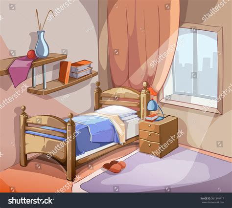 Bedroom Interior Cartoon Style Furniture Design Stock Vector 361340117 - Shutterstock