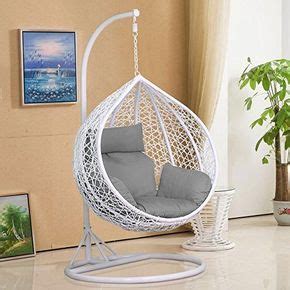Yaheetech Rattan Swing Chair Patio Garden Wicker Hanging Egg Chair Hammock w/Cushion & Cover ...