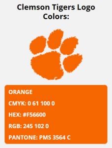 Clemson Tigers Team Colors | HEX, RGB, CMYK, PANTONE COLOR CODES OF SPORTS TEAMS