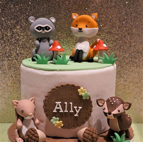 Woodland Animal Cake Toppers Fox Raccoon Deer Squirrel