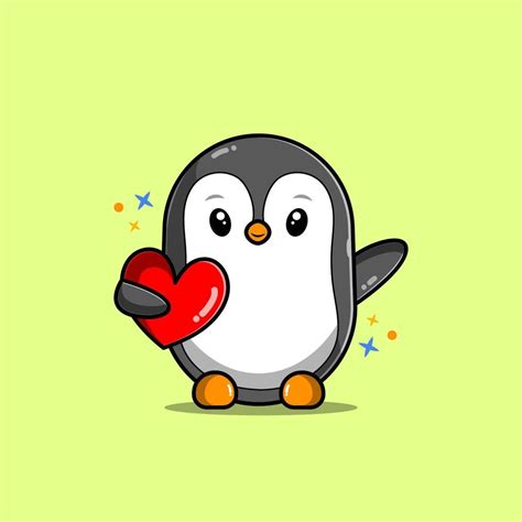 Penguin illustration carrying love symbol in hand 5835253 Vector Art at ...