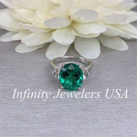 Emerald Engagement Ring Oval Emerald Ring Oval Cut Emerald - Etsy