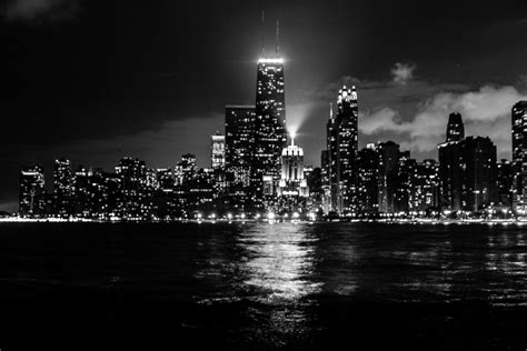 black and white, chicago, cityscape, nightscape 4k, HD Wallpaper | Rare Gallery