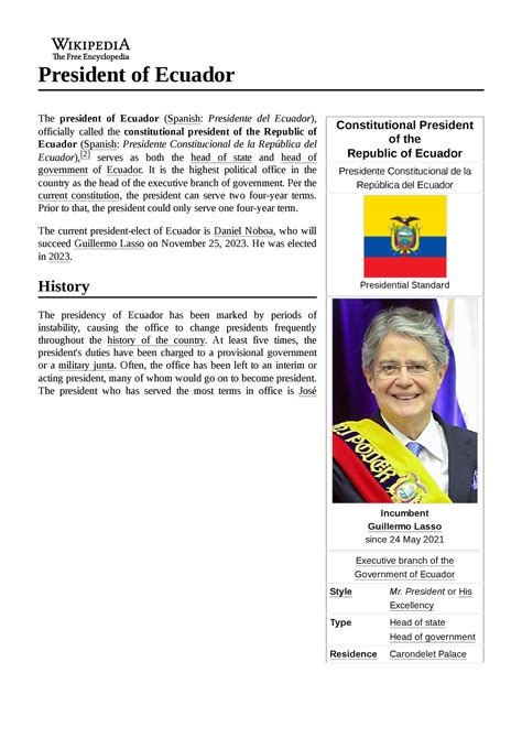 President of Ecuador - BUS3000 - Constitutional President of the Republic of Ecuador Presidente ...