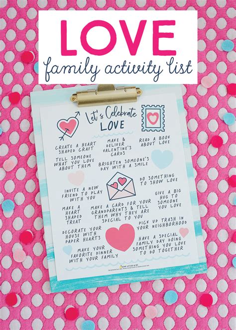 Let's Celebrate LOVE Family Activity List by The Littles & Me