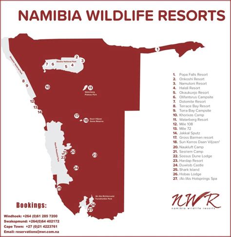 Namibia Wildlife Resorts: Zones: 1 10 18 21 27 37 44 45 46 50 54 59 60 ...