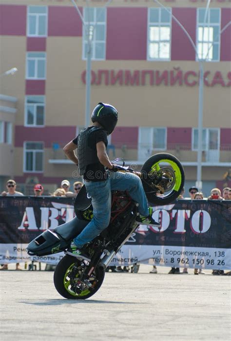 Stunt Rider on a Sport Bike ,on a Stunt Battle Editorial Photography ...