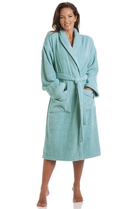 Womens Luxury Aqua Blue 100% Cotton Towelling Bath Robe