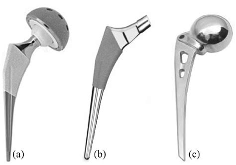 The different types of hip prosthesis: (a) CoÀCr-Mo alloy, (b) Ti-6Al-4 ...