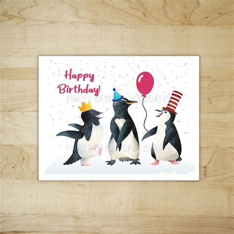 Penguin Birthday Card Happy Birthday Funny Birthday Card - Etsy