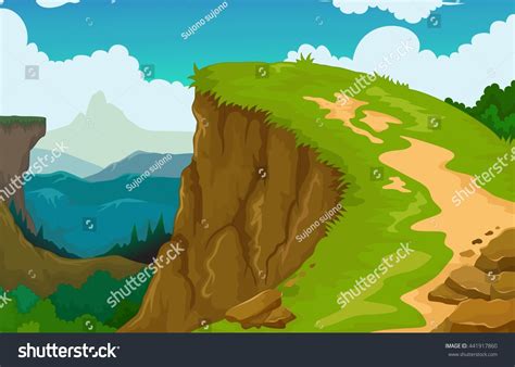 Beauty Mountain Cliff Landscape Background Stock Vector (Royalty Free ...