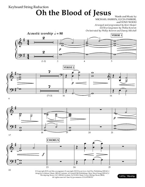 Oh The Blood Of Jesus (Choral Anthem SATB) String Reduction Sheet Music PDF (Lifeway Choral ...