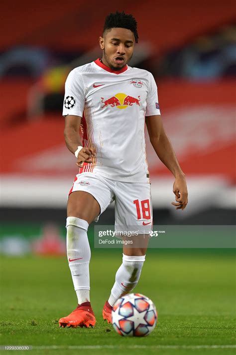 Christopher Nkunku of RB Leipzig controls the ball during the UEFA ...