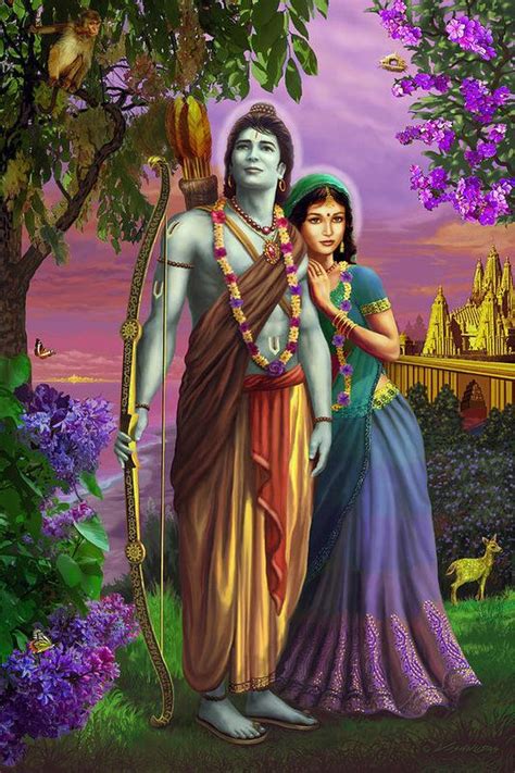 Rama and Sita Art Print by Vishnudas Art. All prints are professionally printed, packaged, and ...