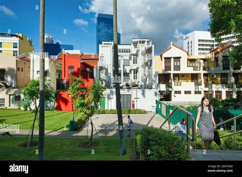 View of Duxton Plain Park and adjoining restored old houses, seen from ...