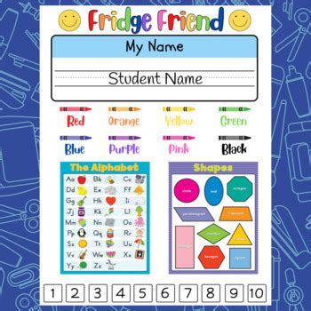 Fridge Friend Pre-K and Kinder EDITABLE Handout by Miss Whitfield's Class