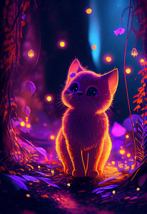 Cute Cat Digital Art by SampadArt Gallery - Pixels