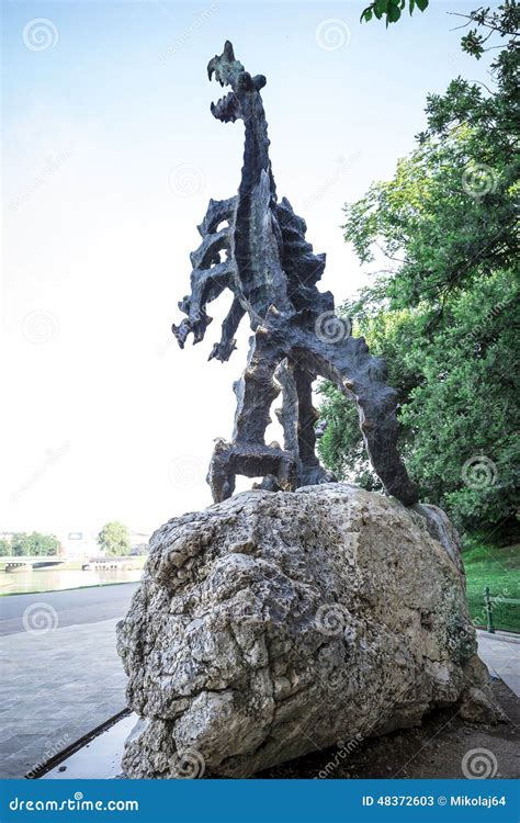 Statue of the Dragon from Wawel Castle Stock Image - Image of tourist, sculpture: 48372603