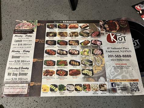 Menu at KPOT Korean BBQ & Hot Pot, Englewood