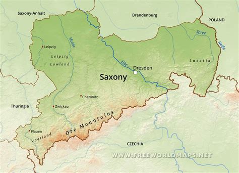 Saxony Physical Map