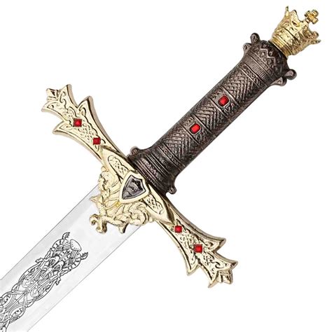 King Arthur's Excalibur Sword Gold Medieval Knight Replica-P