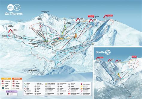 Pistekaart Les Menuires - wintersport dorp met 600km piste in Frankrijk