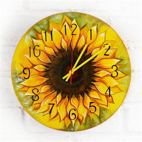 Sunflower Wall Clock Modern wall clock with numbers White | Etsy